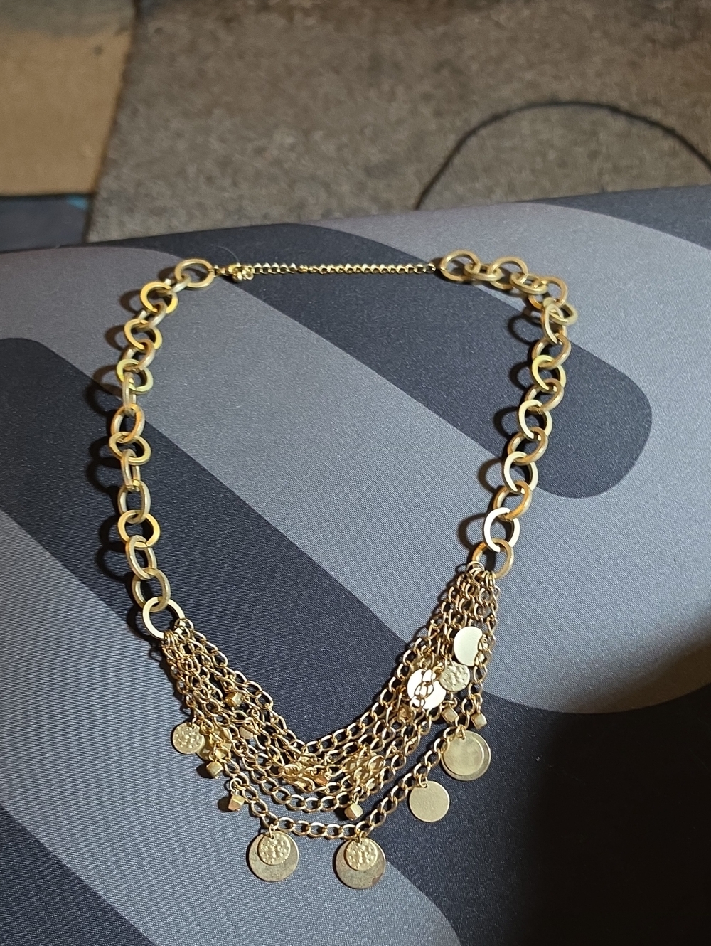 Gold Multi-Chain Coin Statement Necklace - Women Jewelry